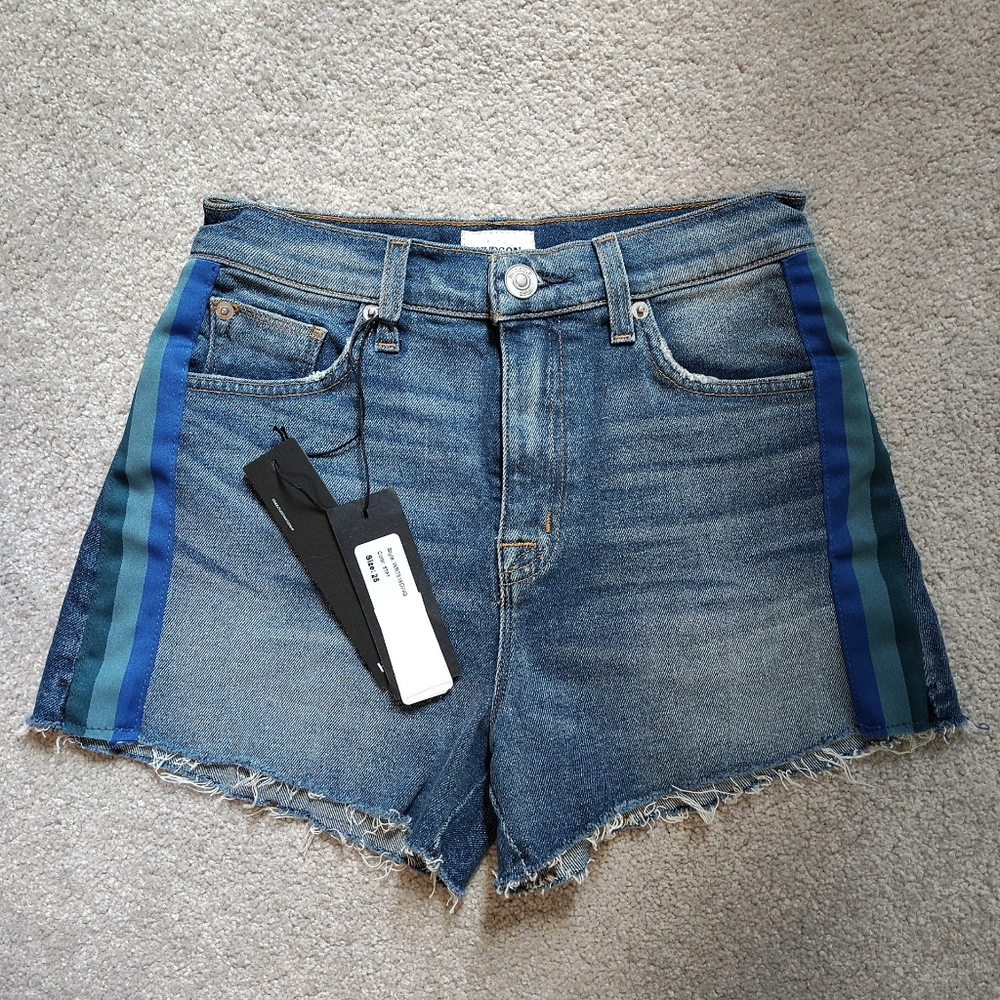 Hudson Sade Blue Jean Shorts with Striped Sides Size 25 NWT